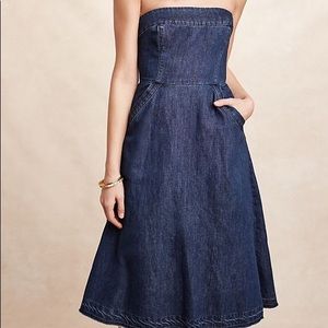 Anthro Strapless Denim A Line